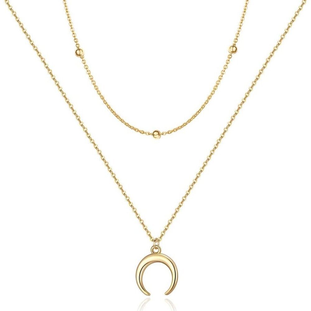 Dainty Layered Choker Necklace, Handmade Y Pendant Necklace Multilayer Bar Disc